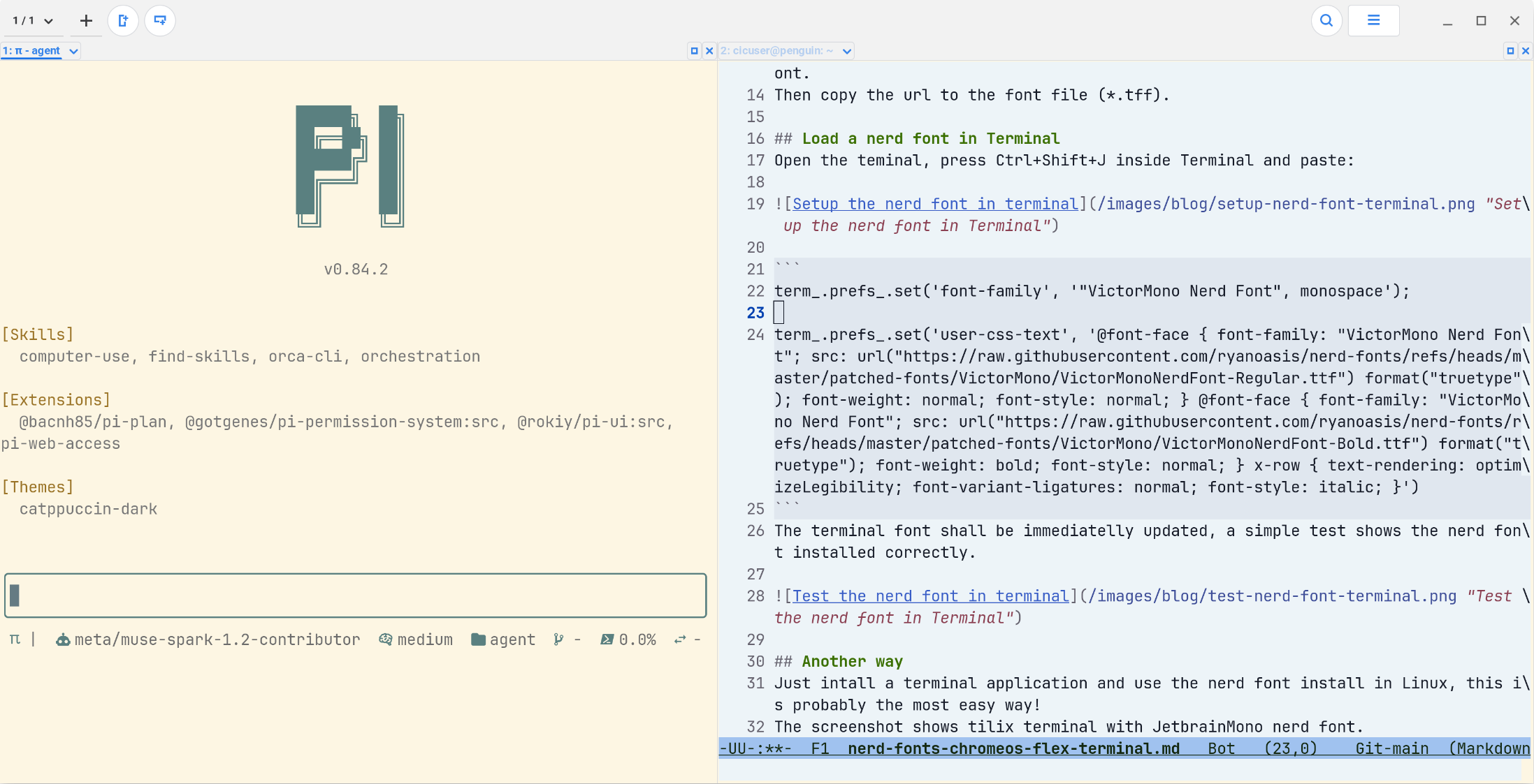 Nerd font in Tilix Terminal Nerd font in Tilix terminal